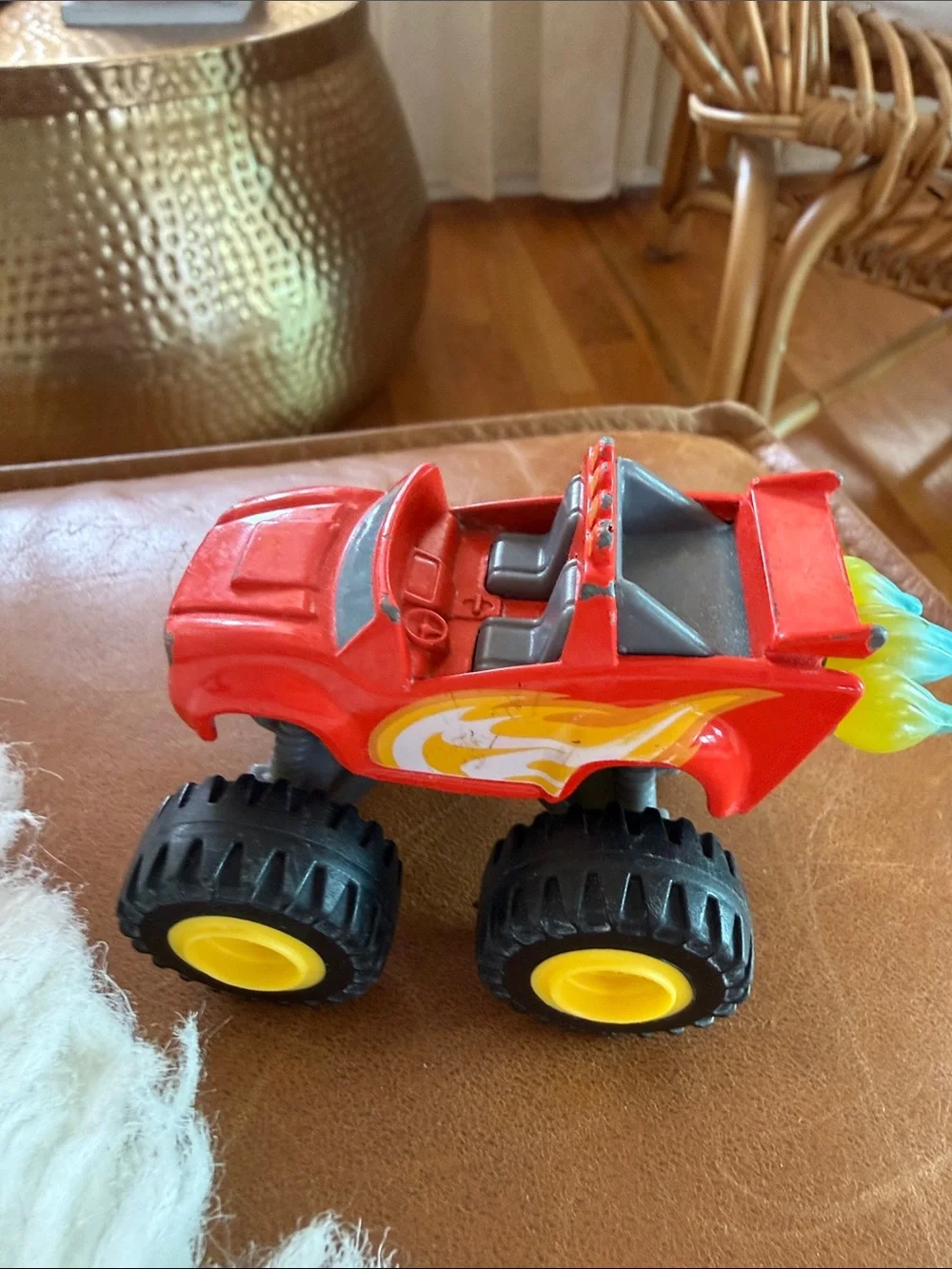 Blaze Red Monster Truck Toy with Yellow Flame Graphics - Kids Toys
